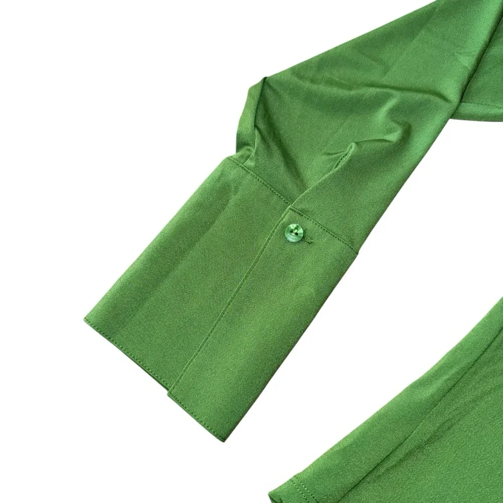 Abercrombie & Fitch Green Button Down Collared Top XL - Picture 5 of 7